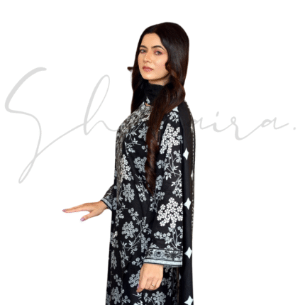 Nayaab — Black & White Winter Linen Suit